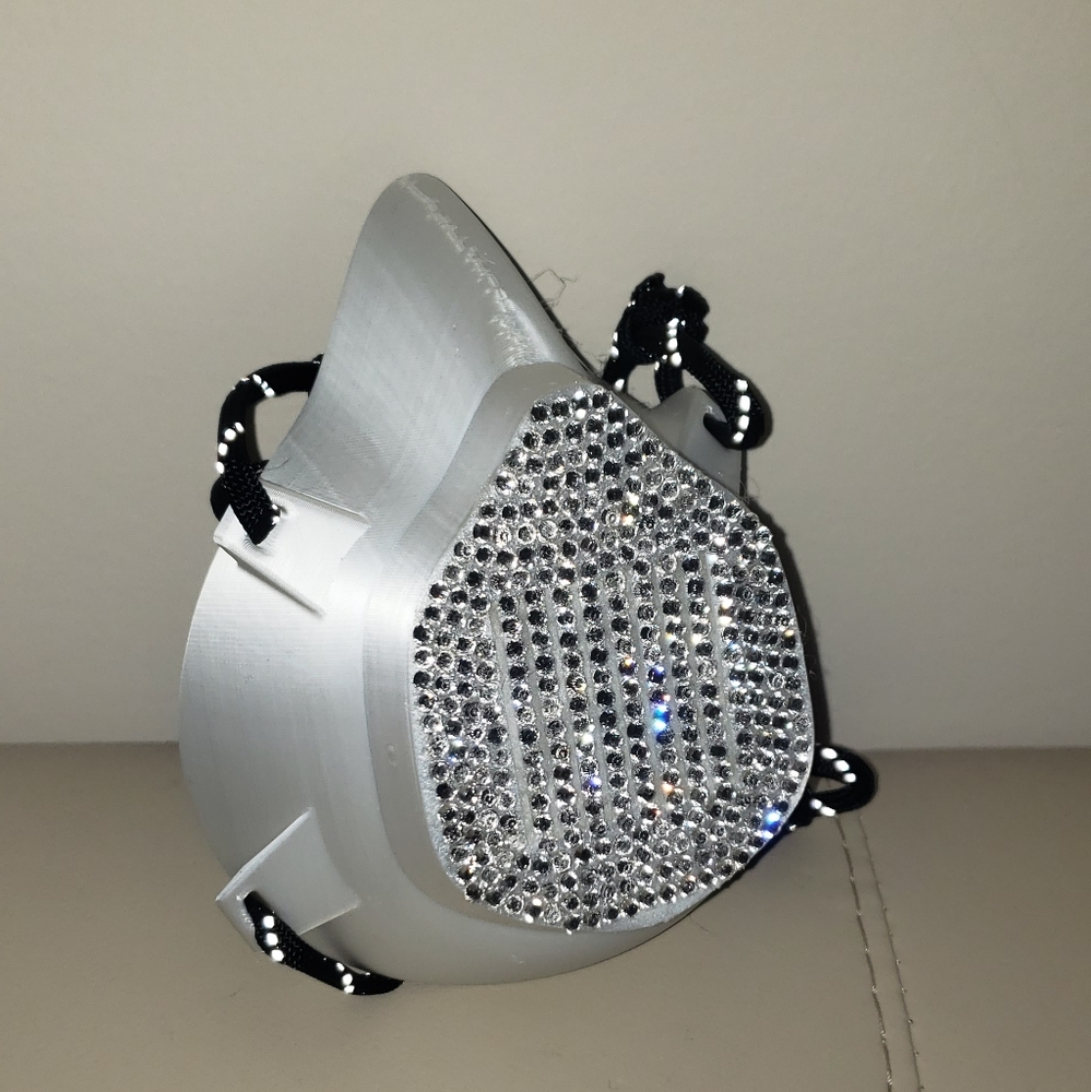 CustomMade Pearl White Rhinestone Mask